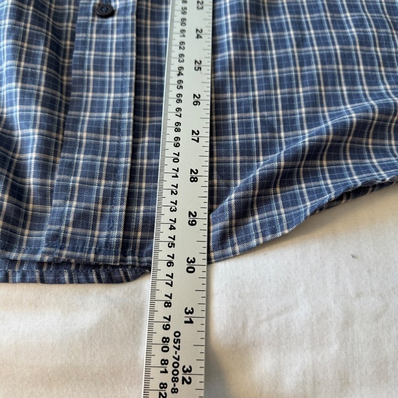 Haggar Men's L Mini-Plaid Long Sleeve Button Up Shirt‎ Wrinkle-Resistant Blue - Picture 10 of 12